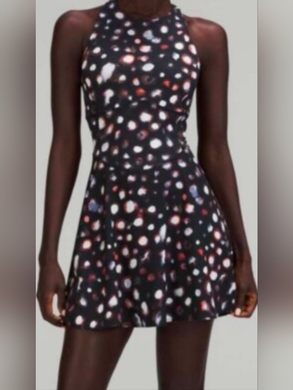 Lululemon Court Crush Tennis Dress Haze Dot Black Multi Size 2 Built In Shorts